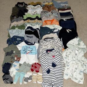 6 Month Preowned Baby Boy Clothing Bundle – 70 Pieces